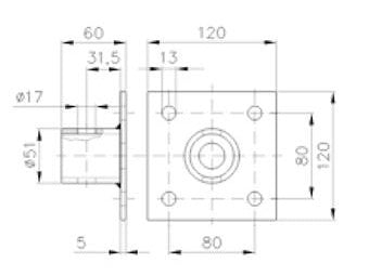 Adapter pre opornú nohu 1300kg  SF60