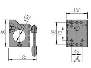 Držiak oporného kolesa 500kg 60mm