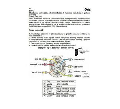 Elektroinštalácia k ŤZ 7 pol.1,8m