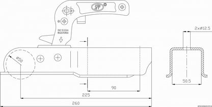 Prívesový kĺb 50x50 1300kg
