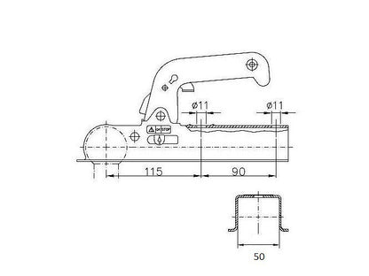 Prívesový kĺb 50x50 800kg