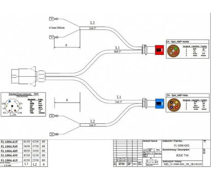 Kabeláž 4,15m  7 pol. s vývodmi na pozičné svetla JOKON