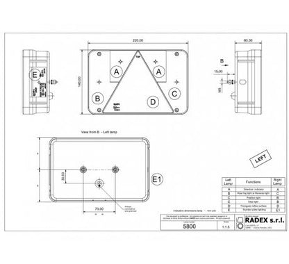 Svetlo RADEX ľavá strana