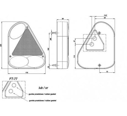 Svetlo bočné FT 77 pravá strana+cúvačka FRISTOM