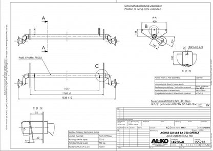 Náprava 750 kg Sport Jacht 1165mm AL-KO