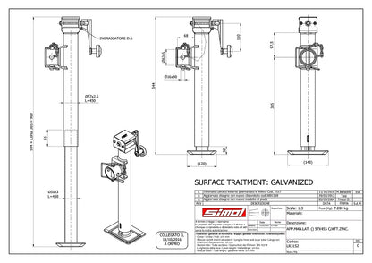 Oporná noha 1300kg LR3152 s kľukou dlhá sklopná