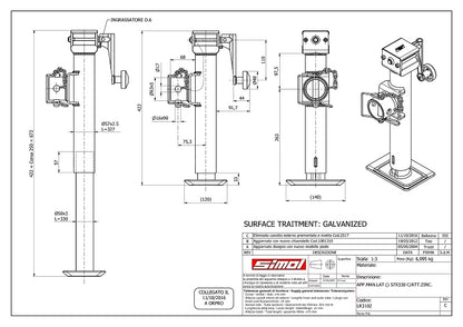 Oporná noha 1300kg LR3102 s kľukou krátka sklopná