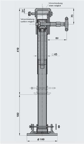 Oporná noha 500kg 410 bez kľuky sklopná