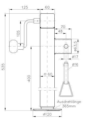 Oporná noha 1300kg SF 60-19-400 s kľukou dlhá sklopná WINTERHOFF