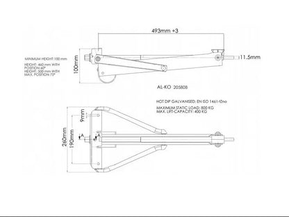 Podpera sklopná Compact 800kg krátka