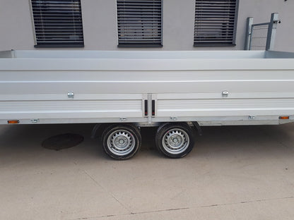 Prívesný vozík brzdený dvojnápravový výklopný hydraulický 3500kg 2100x4500
