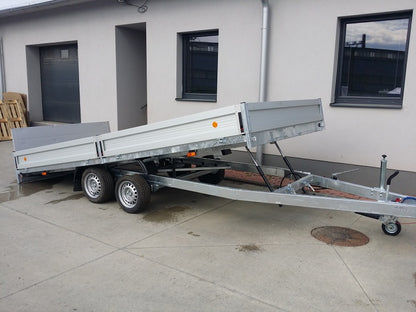 Prívesný vozík brzdený dvojnápravový výklopný hydraulický 3500kg 2100x4500