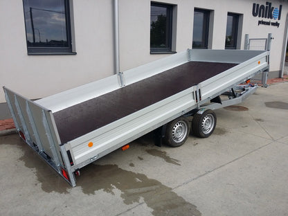Prívesný vozík brzdený dvojnápravový výklopný hydraulický 3500kg 2100x4500