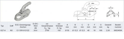 Prívesný kĺb K 27 A-N3 KNOTT