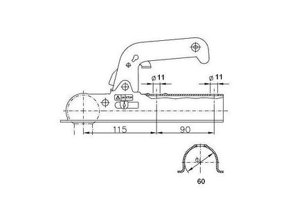 Prívesový kĺb trubka 60 800kg