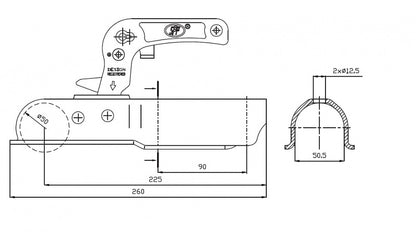 Prívesový kĺb trubka 50 mm 1300kg