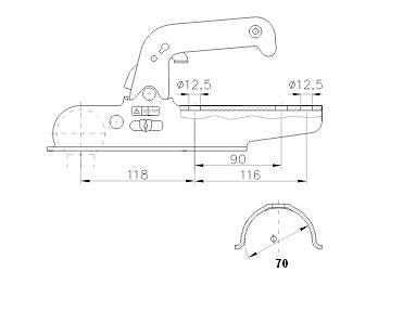 Prívesový kĺb trubka 70 mm 1500kg
