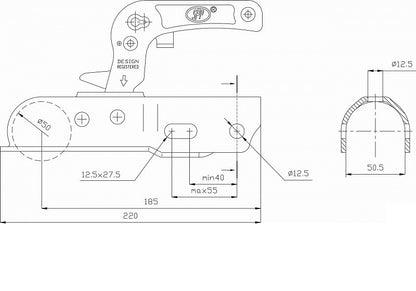 Prívesový kĺb trubka 50mm 1300kg  C