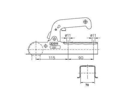 Prívesový kĺb 70x70 800kg