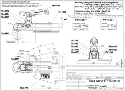 Prívesný kĺb s držiakom na V-oje 800kg