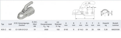 Prívesový kĺb K 35 C-N3