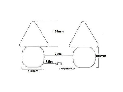 Set koncových svetiel LED s magnetom a trojuholníkom L2412-Z. KAMAR