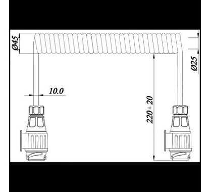 Špiral.kábel 3m 2x zástrčka 13pol. 12V