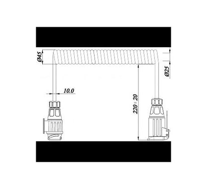 Špirálový kábel 3m zástrčka/zásuvka 13 pol.12V