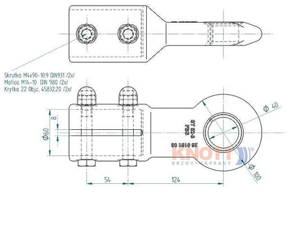 Ťažné oko DIN 40/60mm M14/M14 KNOTT